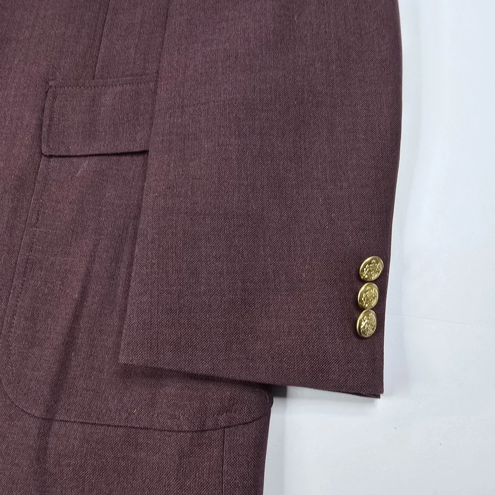 VINTAGE ADAMS ROW Mens 44L Red Gold Button Blazer Sport‎ Coat Suit Jacket